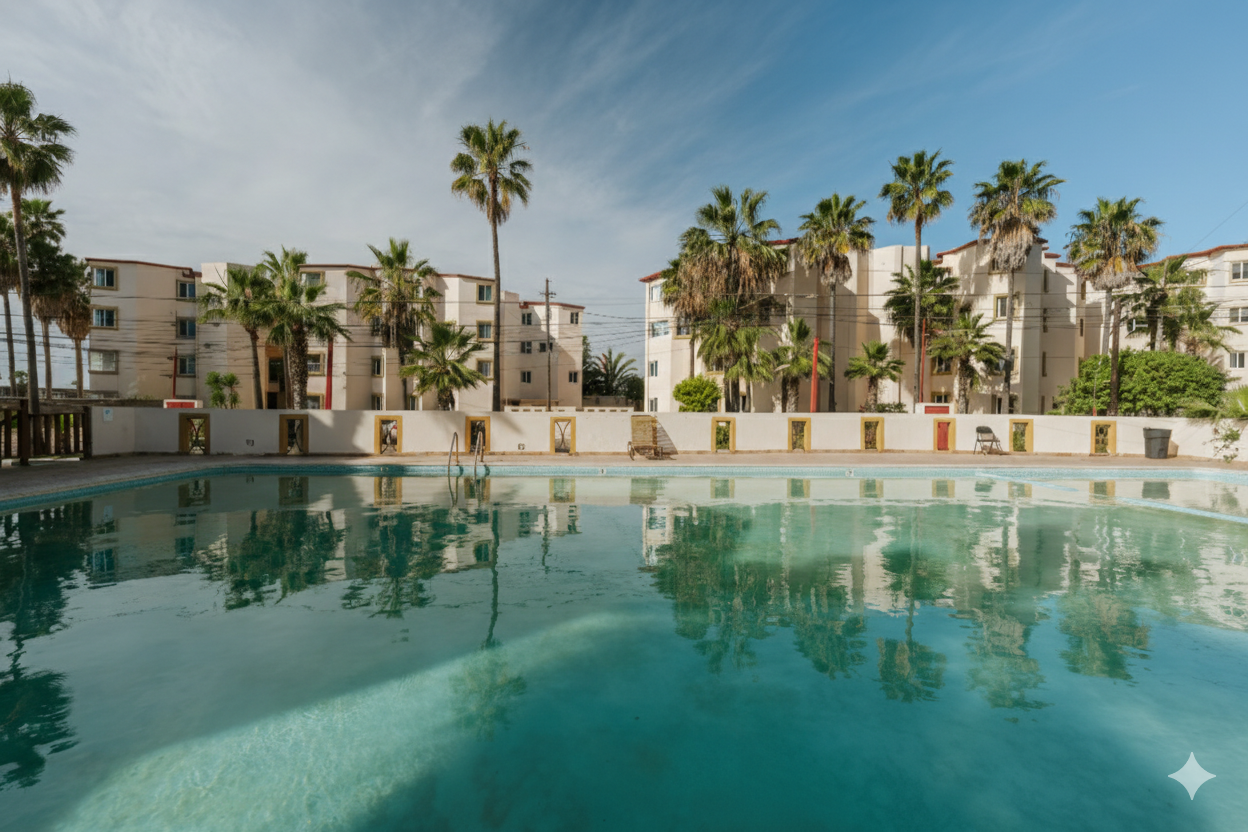 Composición promocional del desarrollo inmobiliario.